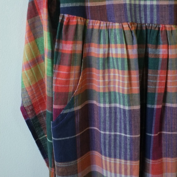 vintage plaid dress | 1980s medium cotton dress - Picture 11 of 14